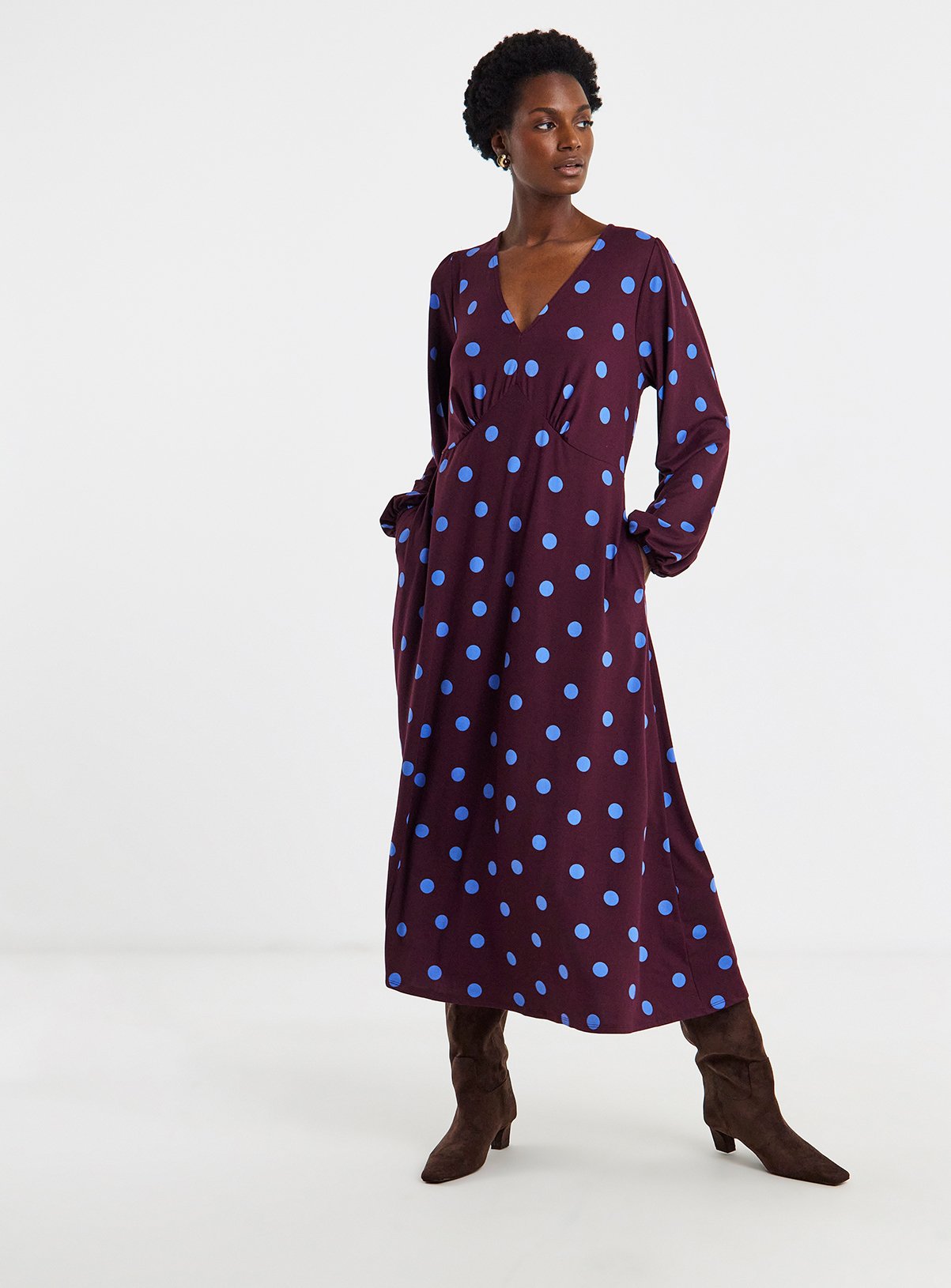 JD WILLIAMS Soft Touch Long Sleeve Tea Dress 10 - Image 1 thumbnail
